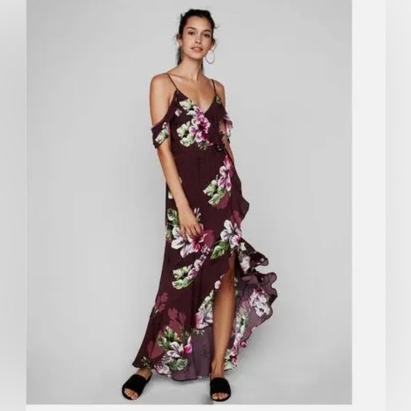 - NWT Express Midi Ruffle Dress - Picture 1 of 5